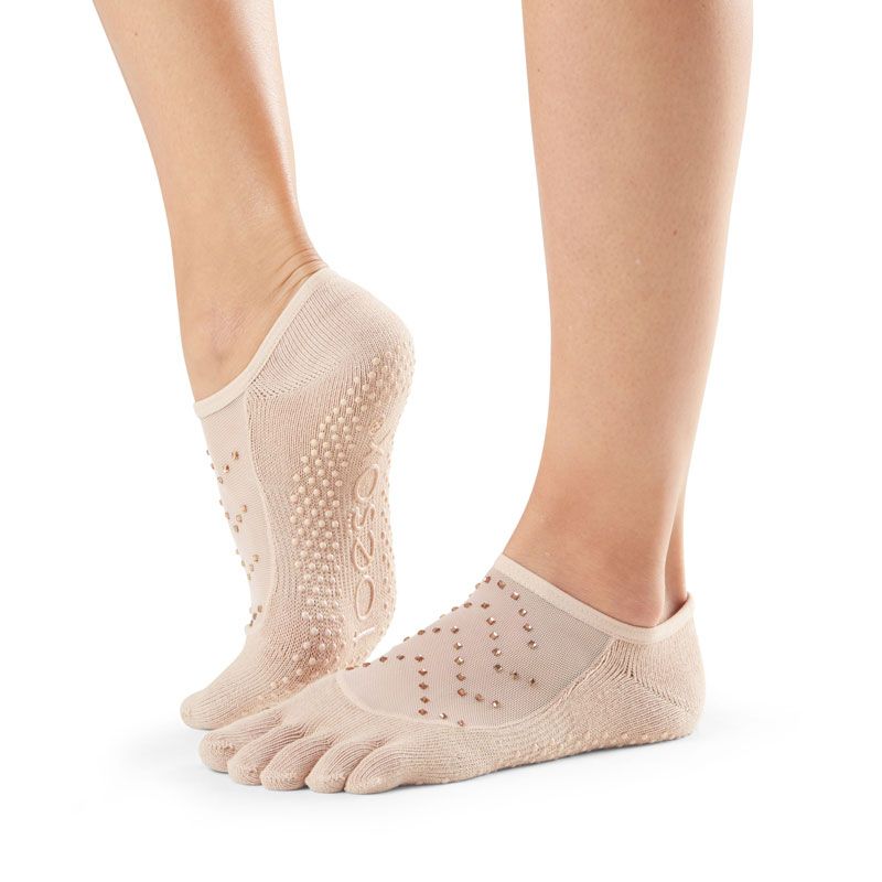 Chaussettes antidérapantes Pilates Toesox® FT Luna Nude | Chaussettes Toesox®