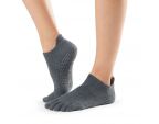 Chaussettes pilates Toesox® Full Toe Lowrise Charcoal Grey | chaussette antidérapante pilates
