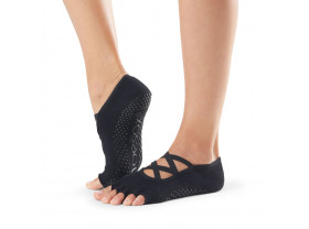 Chaussettes Pilates Toesox® Half Toe Elle Noir | Chaussettes antidérapantes Pilates