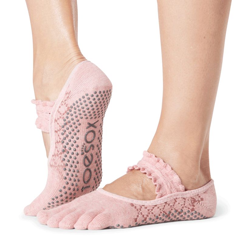 Chaussettes antidérapantes Toesox® Full Toe Bellarina heart wood
