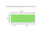 Dimensions table de massage GENIN Espace 3175 2 plans verte - sisselpro.fr