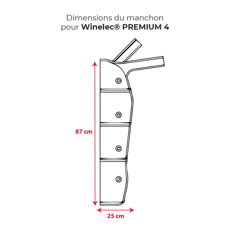 Dimensions manchon avec tubulure pour PREMIUM 4 Winelec®