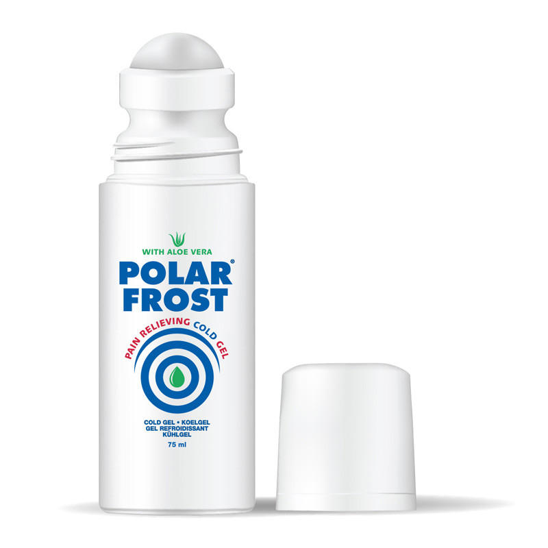 Gel froid roll-on Polar Frost® ouvert avec capuchon à côté