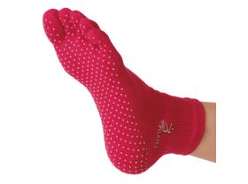 Chaussettes Pilates, Fushia en fibre de bamboo vu de dessous