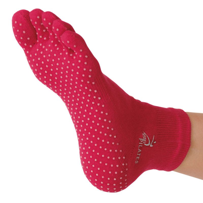 Chaussettes Pilates, Fushia en fibre de bamboo vu de dessous