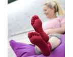 Chaussettes Pilates, Fushia en fibre de bamboo portées