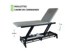 Table de massage DESIGN KINEXO GLÉNAN 2 plans châssis gris foncé Cendre roulette et cadre de commande