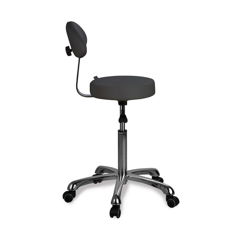 Tabouret à roulettes et dossier Basic vue de profil