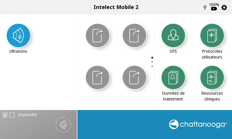 Interface graphique Intelect® Mobile 2 Ultrasons